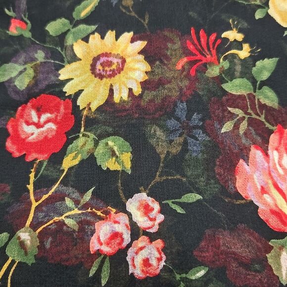 Lauren Ralph Lauren 100% Silk Dark Floral Scarf Green Label Heritage Old Money - Picture 6 of 14